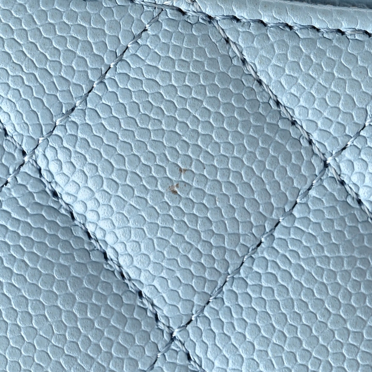 Caviar Quilted Flap Card Holder Wallet Light Blue