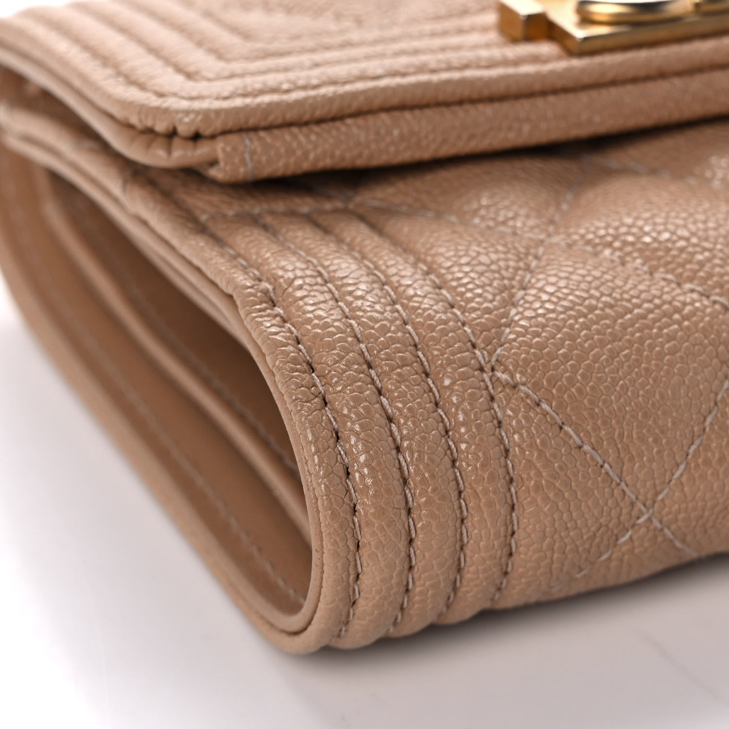 Chanel Caviar Quilted Compact Boy Flap Wallet Beige 9 of 12