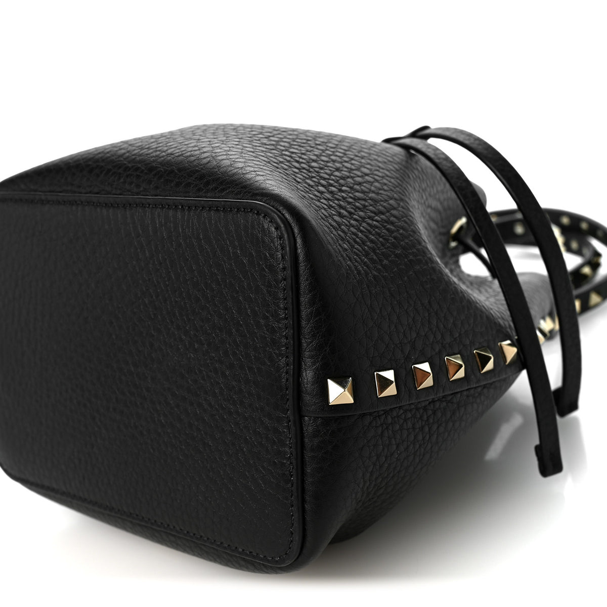 Valentino Garavani Grained Calfskin Rockstud Bucket Bag Black 9 of 9