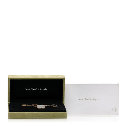 Van Cleef & Arpels 18K Yellow Gold Grey Mother of Pearl Black Onyx 5 Motifs Magic Alhambra Bracelet 4 of 4