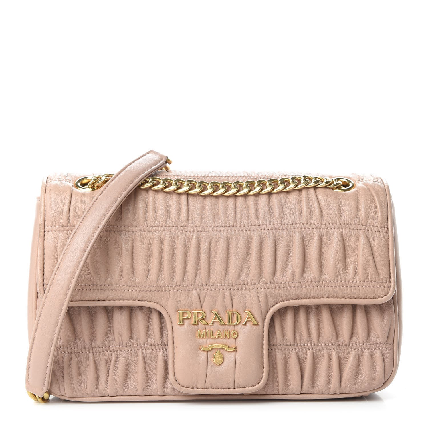 Prada Nappa Gaufre Medium Chain Flap Shoulder Bag Cipria 1 of 9