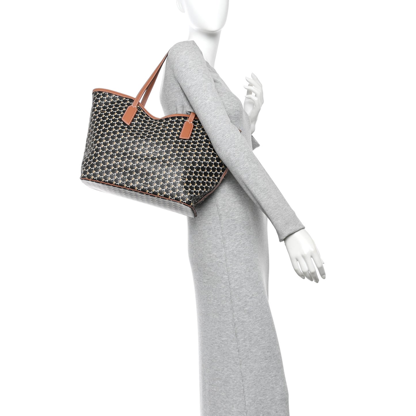 Calfskin Canvas M Tote PM Brown