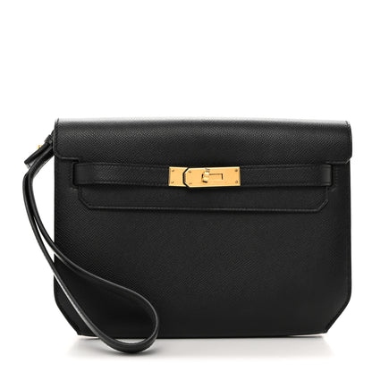 Hermes Epsom Kelly Depeches 25 Pouch Black 1 of 10