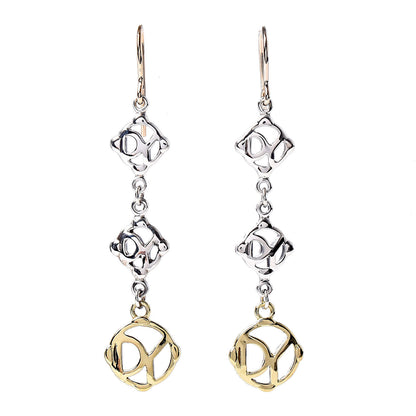 David Yurman Sterling Silver 18K Yellow Gold DY Logo Drop Earrings 1 of 4