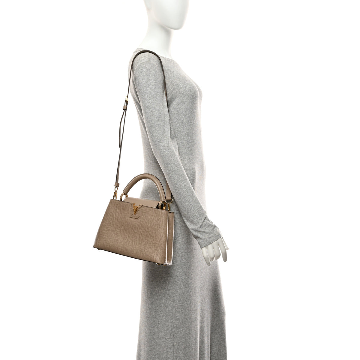Louis Vuitton Taurillon Capucines BB Galet 2 of 10