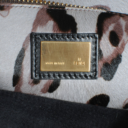 Fendi Flannel Large Peekaboo Iconic Satchel Grey 5 of 9