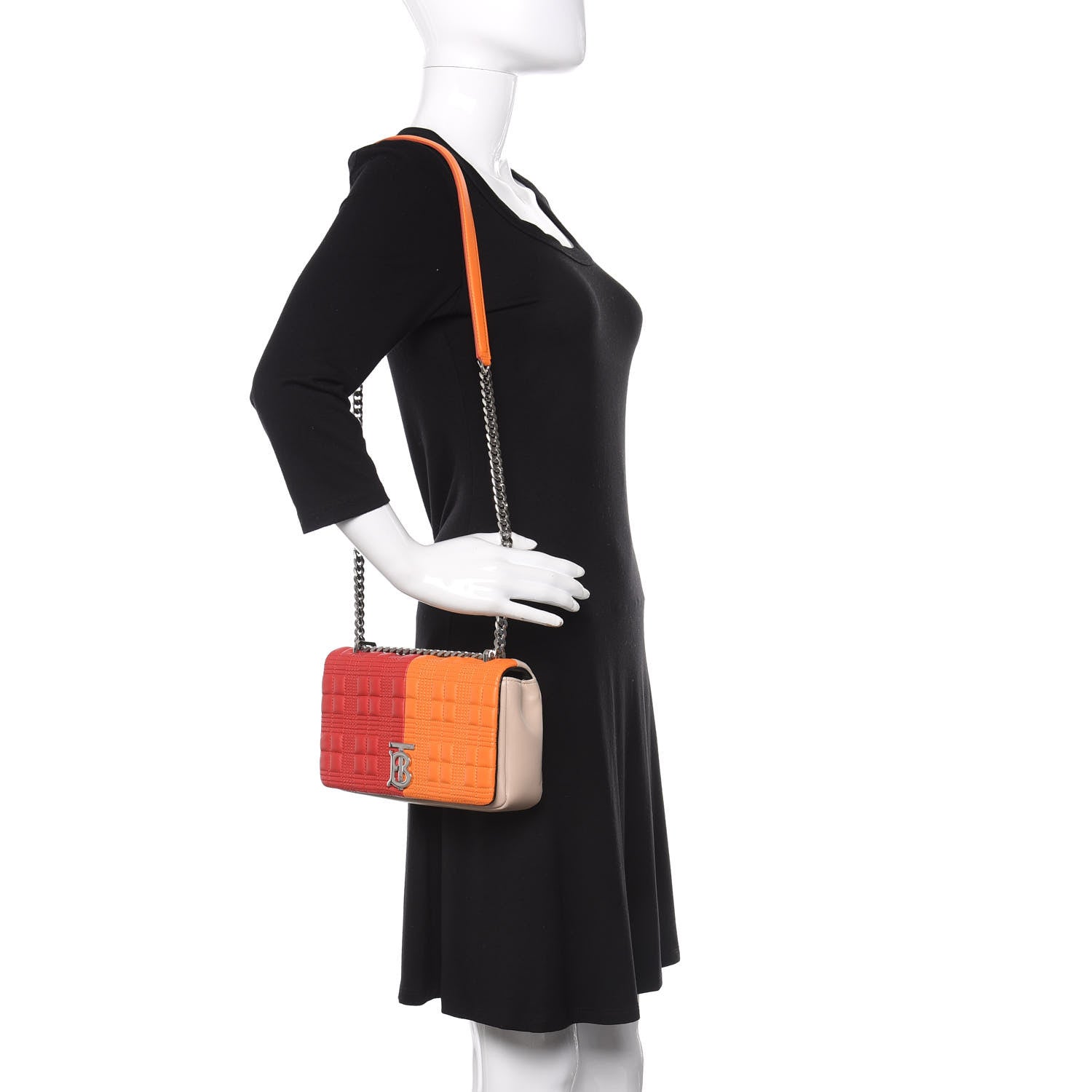 Burberry Lambskin Quilted Small Lola Bag Bright Red Orange 2 of 10