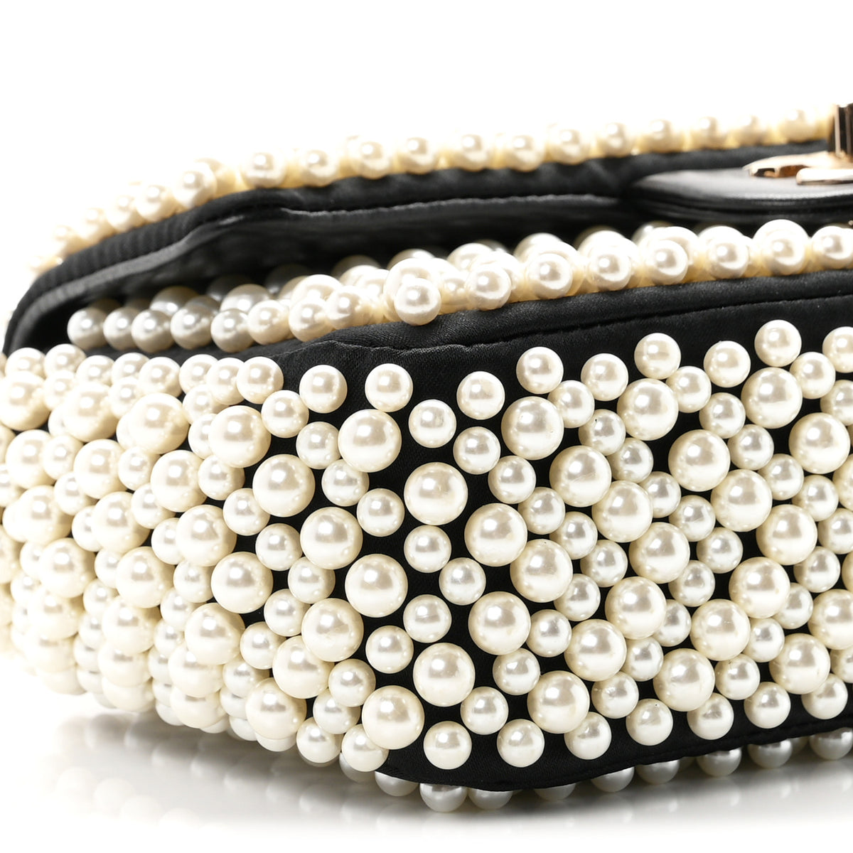 Chanel Satin Lambskin Pearl On Flap Black 8 of 10