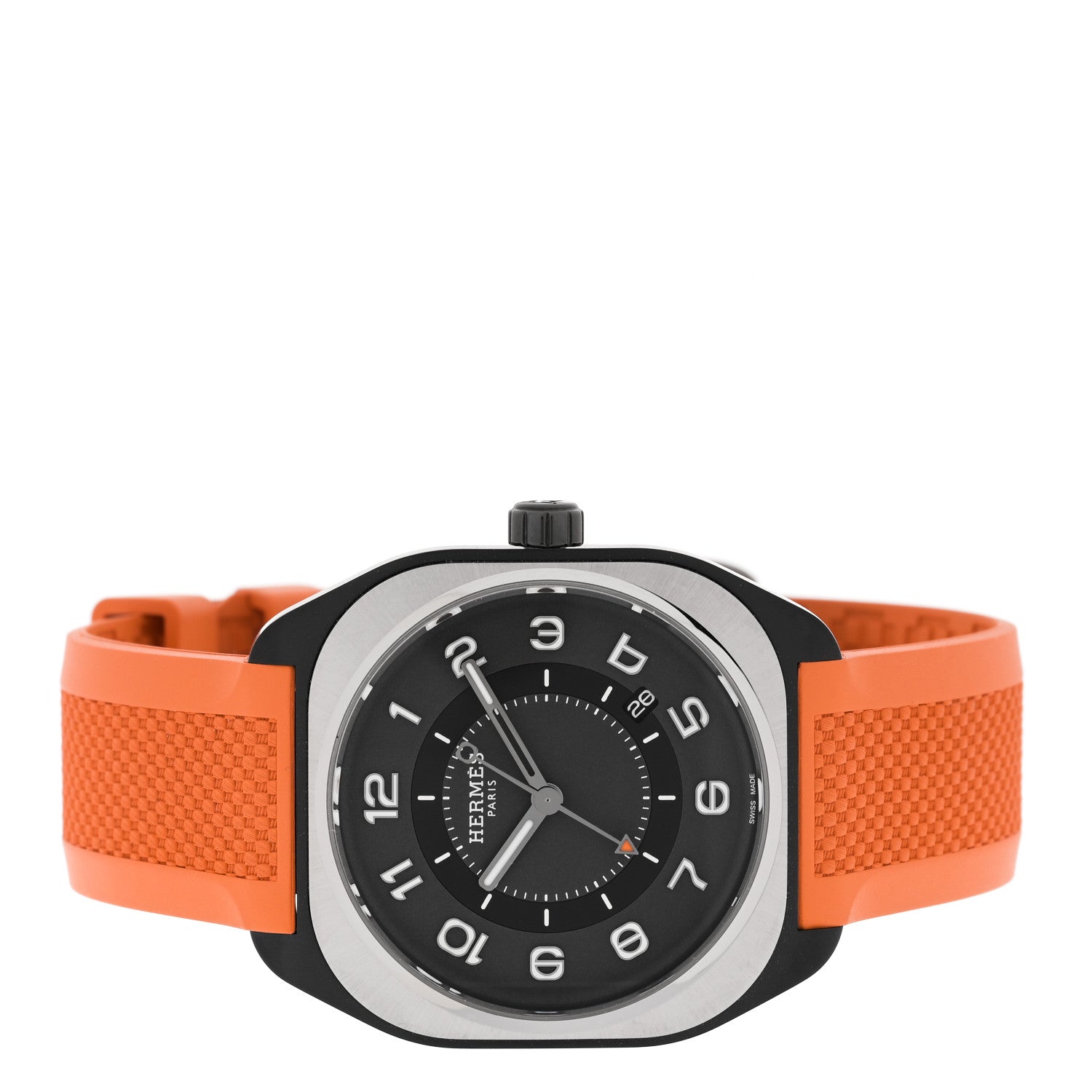 Hermes DLC Coated Titanium Rubber 39mm H08 Automatic Watch Orange 2 of 5