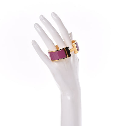 Hermes Enamel Wide Clic Clac H Bracelet PM Rose Azalee 2 of 6