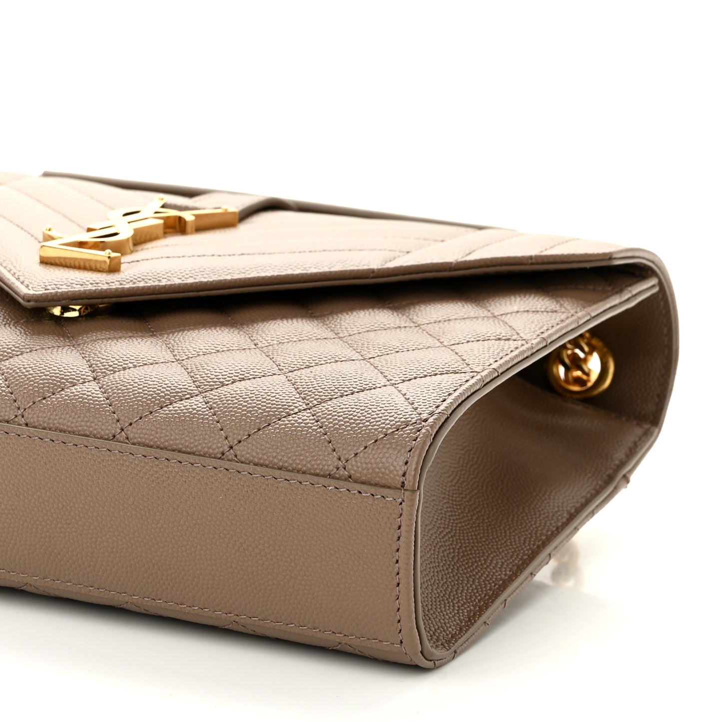 Grain De Poudre Textured Mixed Matelasse Medium Triquilt Monogram Satchel Dark Latte