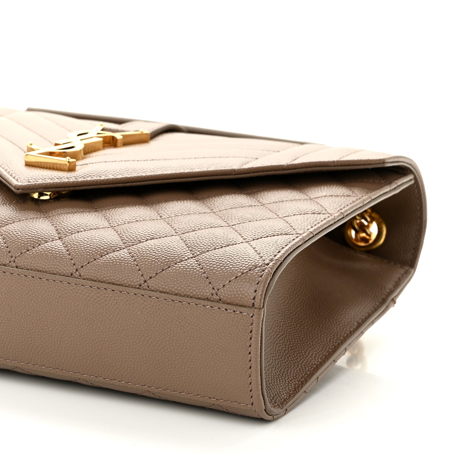 Saint Laurent Grain De Poudre Textured Mixed Matelasse Medium Triquilt Monogram Satchel Dark Latte 9 of 9