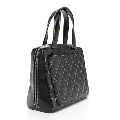 Chanel Calfskin Wild Stitch Vertical Top Handle Bag Black 3 of 12