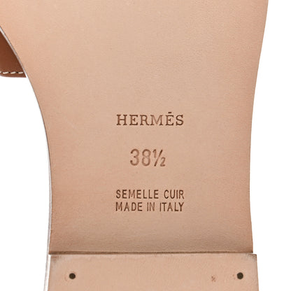 Hermes Box Calfskin Oran Sandals 38.5 Gold 6 of 7