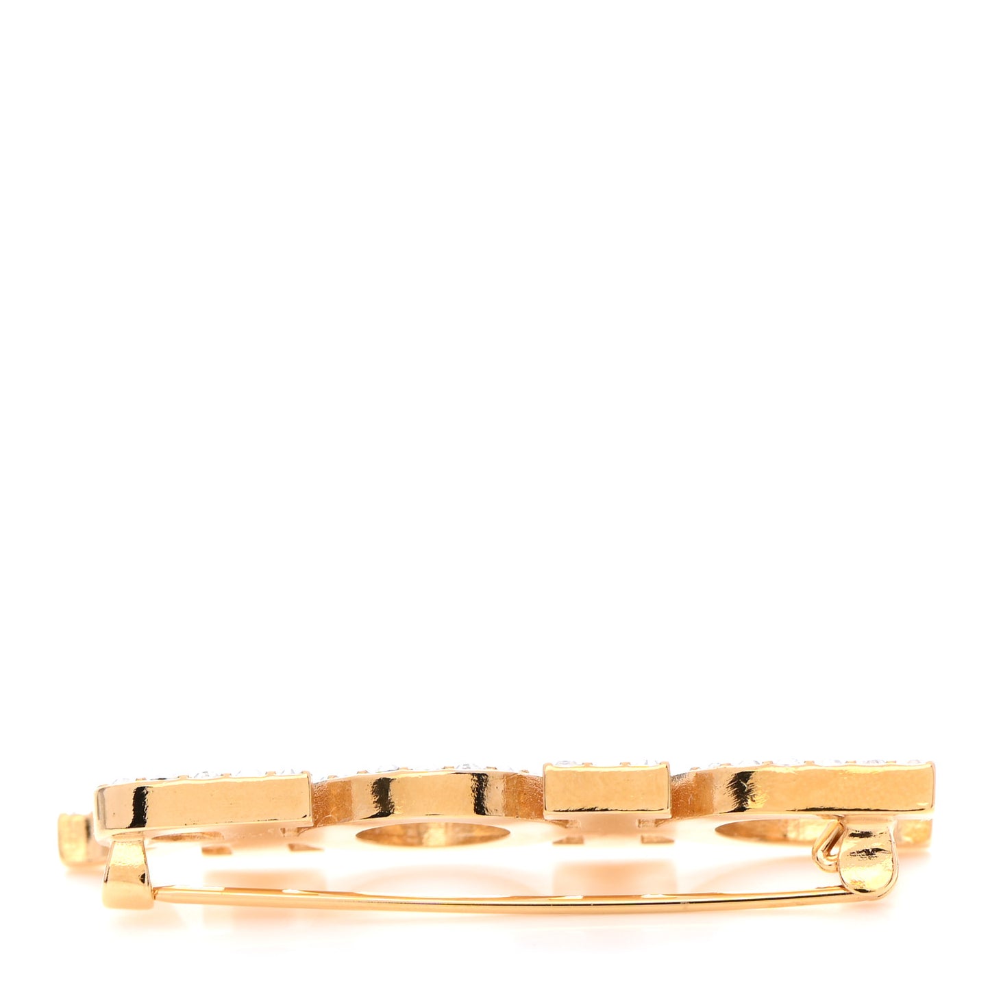 Crystal Dior Logo Brooch Gold