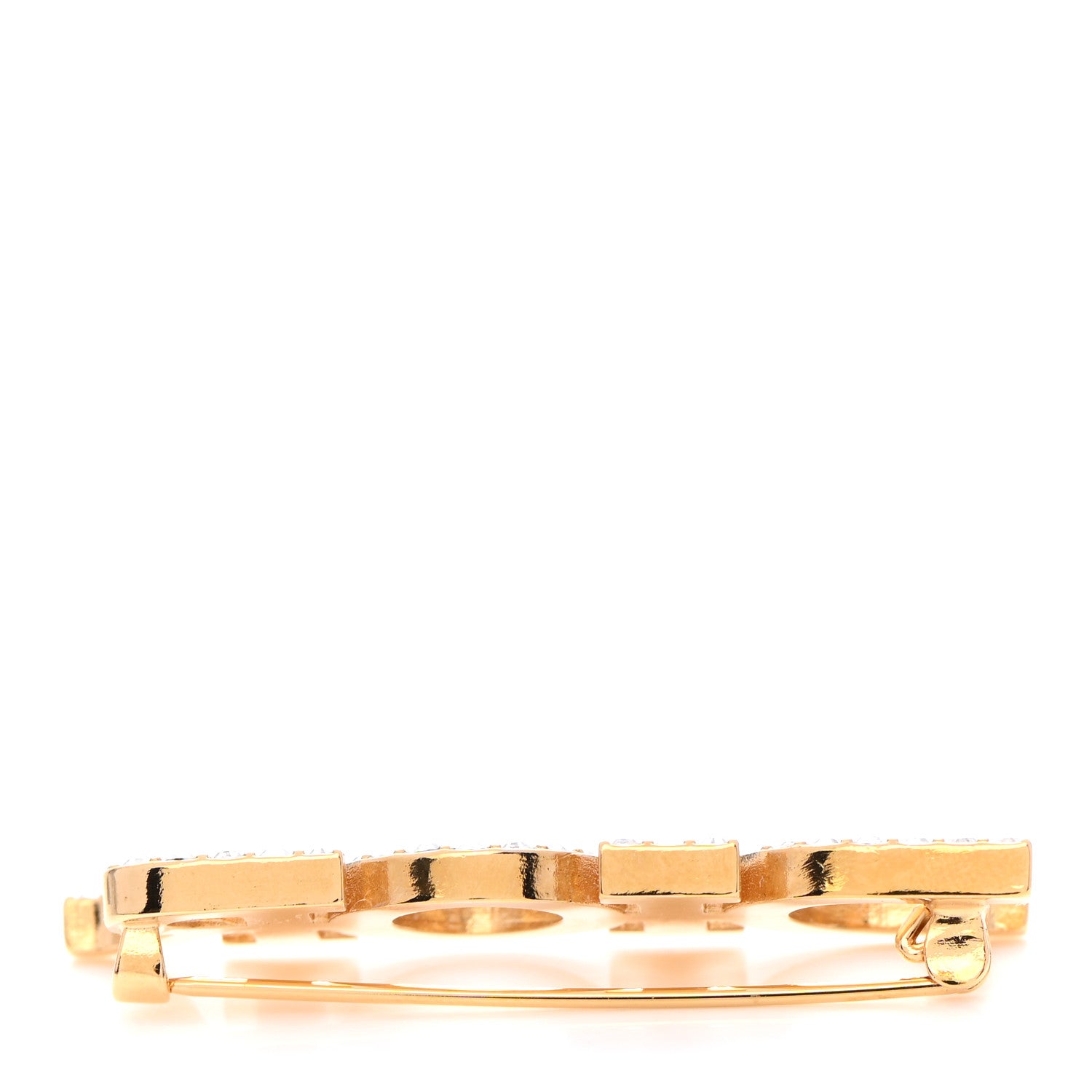 Christian Dior Crystal Dior Logo Brooch Gold 4 of 4
