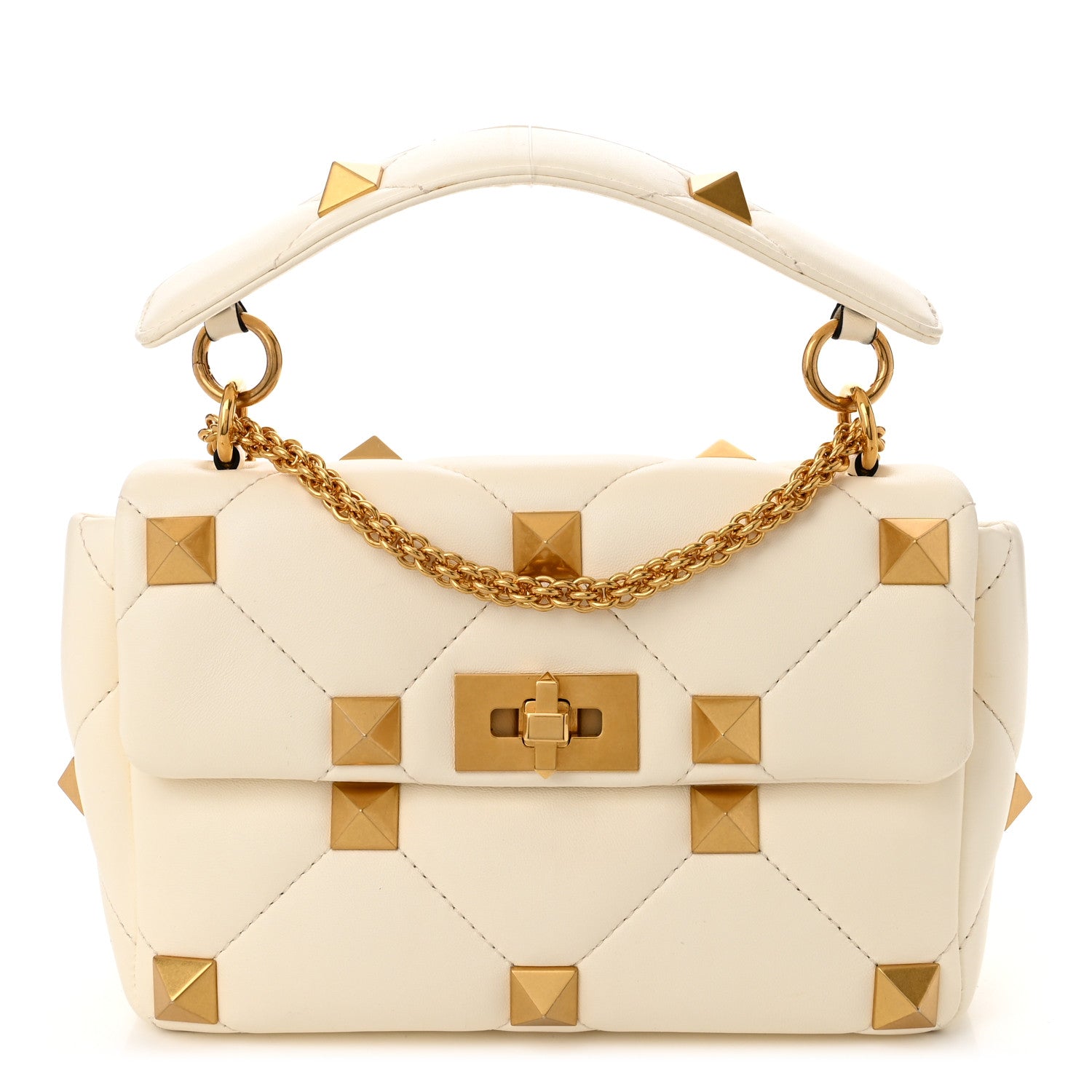 Valentino Garavani Nappa Medium Roman Stud Shoulder Bag Ivory 1 of 9