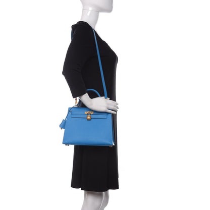 Hermes Epsom Kelly Sellier 25 Bleu Frida 2 of 11