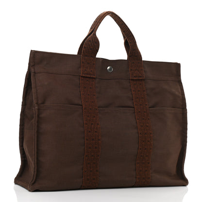 Hermes Canvas Herline GM Tote Brown 3 of 9