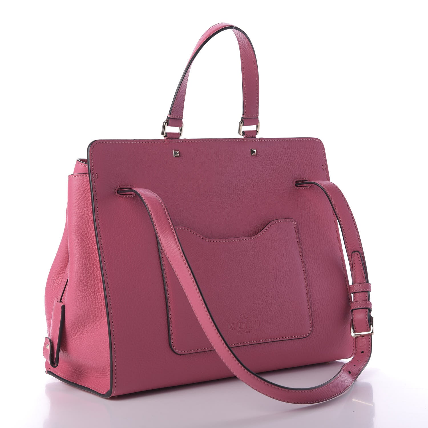 Valentino Garavani Pebbled Calfskin Large JoyLock Satchel Shadow Pink 4 of 9