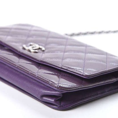 Chanel Patent Quilted Brilliant Wallet On Chain WOC Violet 6 of 10