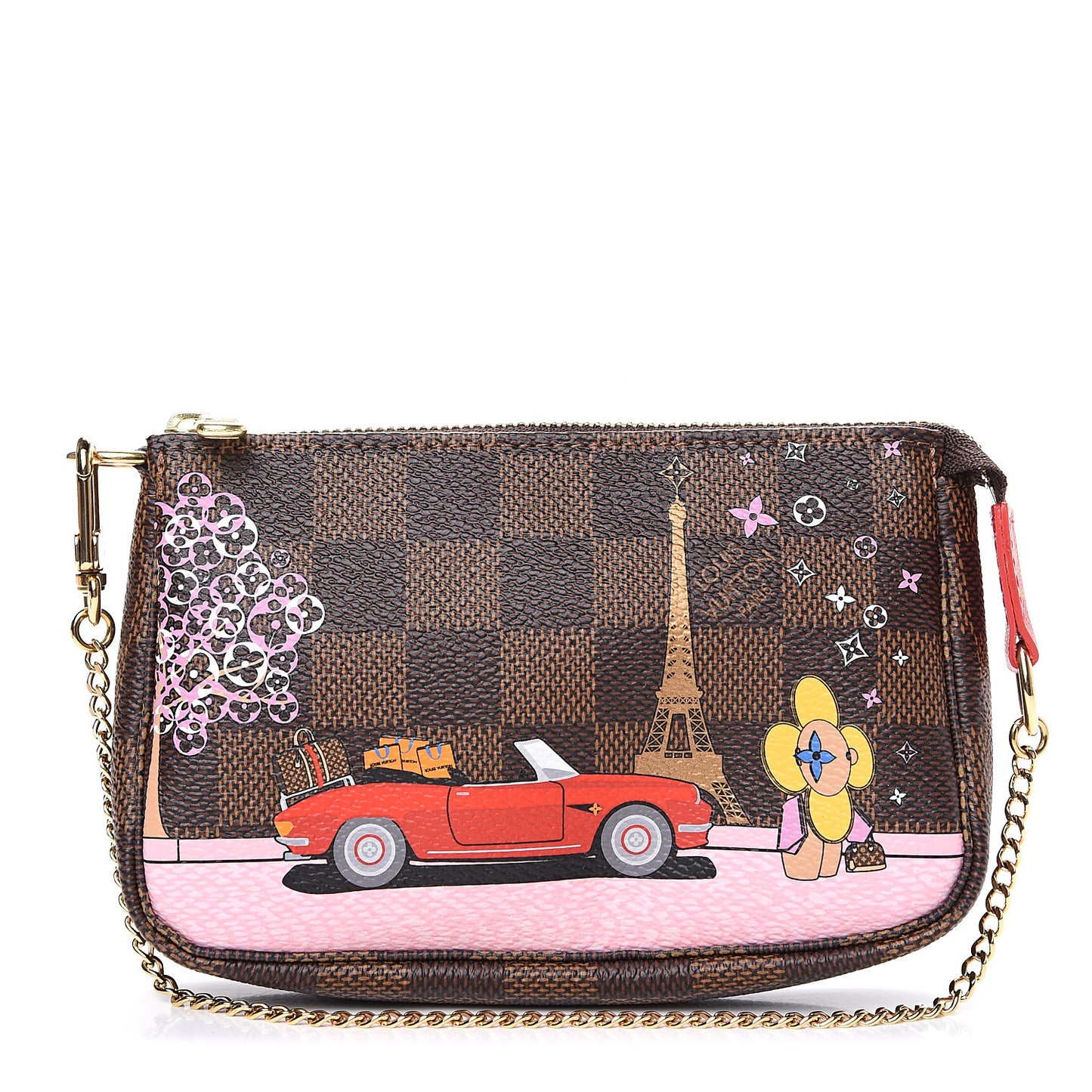 Damier Ebene 2019 Christmas Animation Mini Pochette Accessories Red