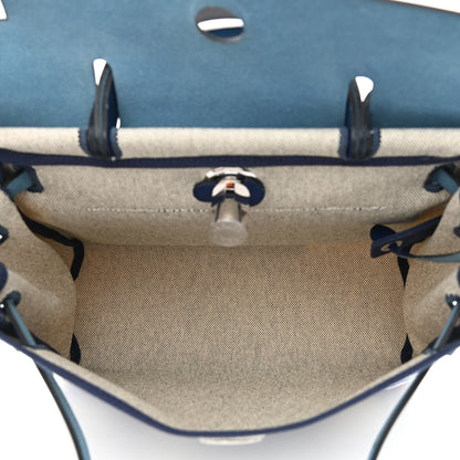 Hermes Vache Hunter Toile H Brides de Gala Herbag Zip Retourne 31 PM Bleu De France Ecru Black 6 of 12