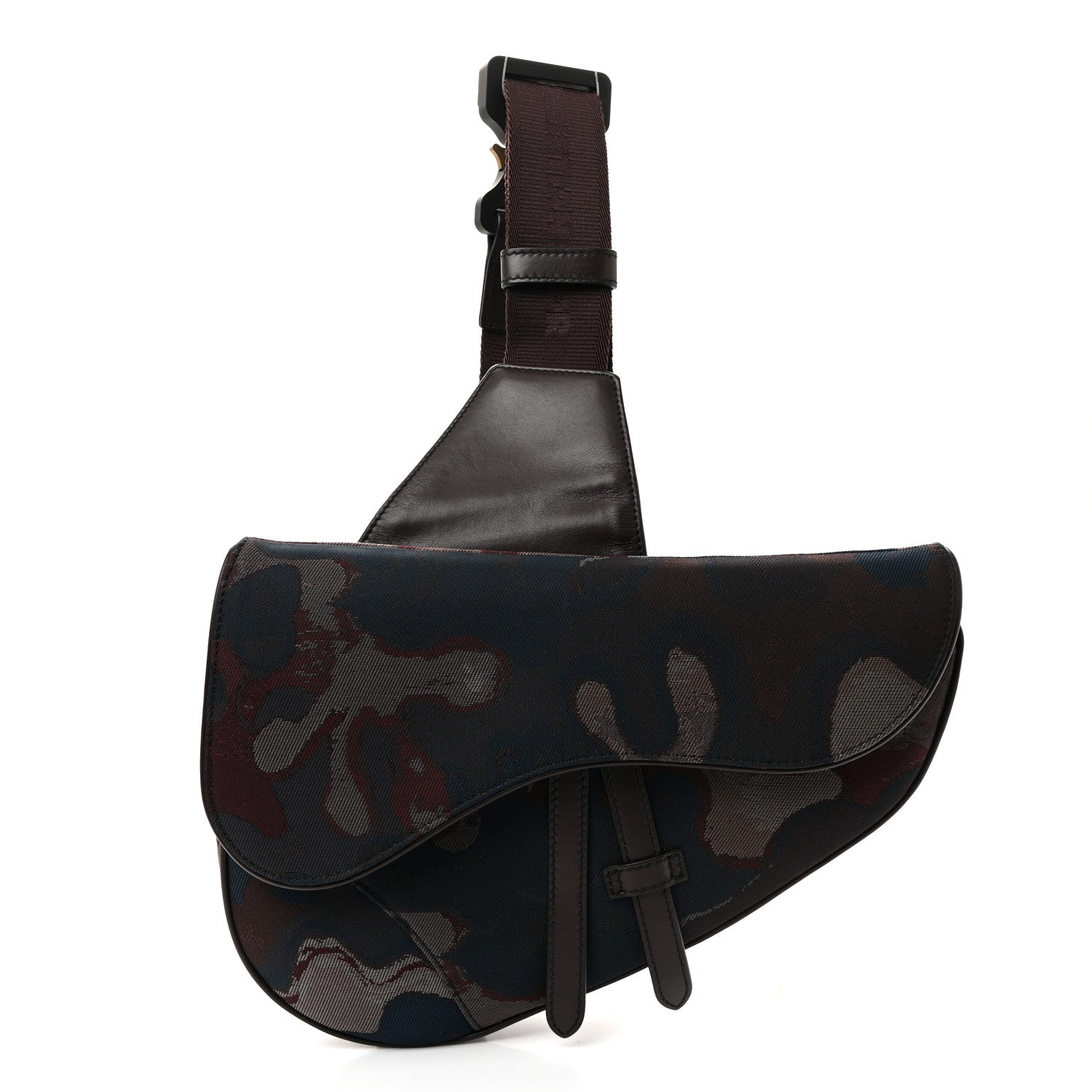 Christian Dior X PETER DOIG Denim Camouflage Saddle Bag Brown 1 of 10