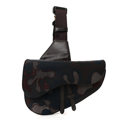 Christian Dior X PETER DOIG Denim Camouflage Saddle Bag Brown 1 of 10