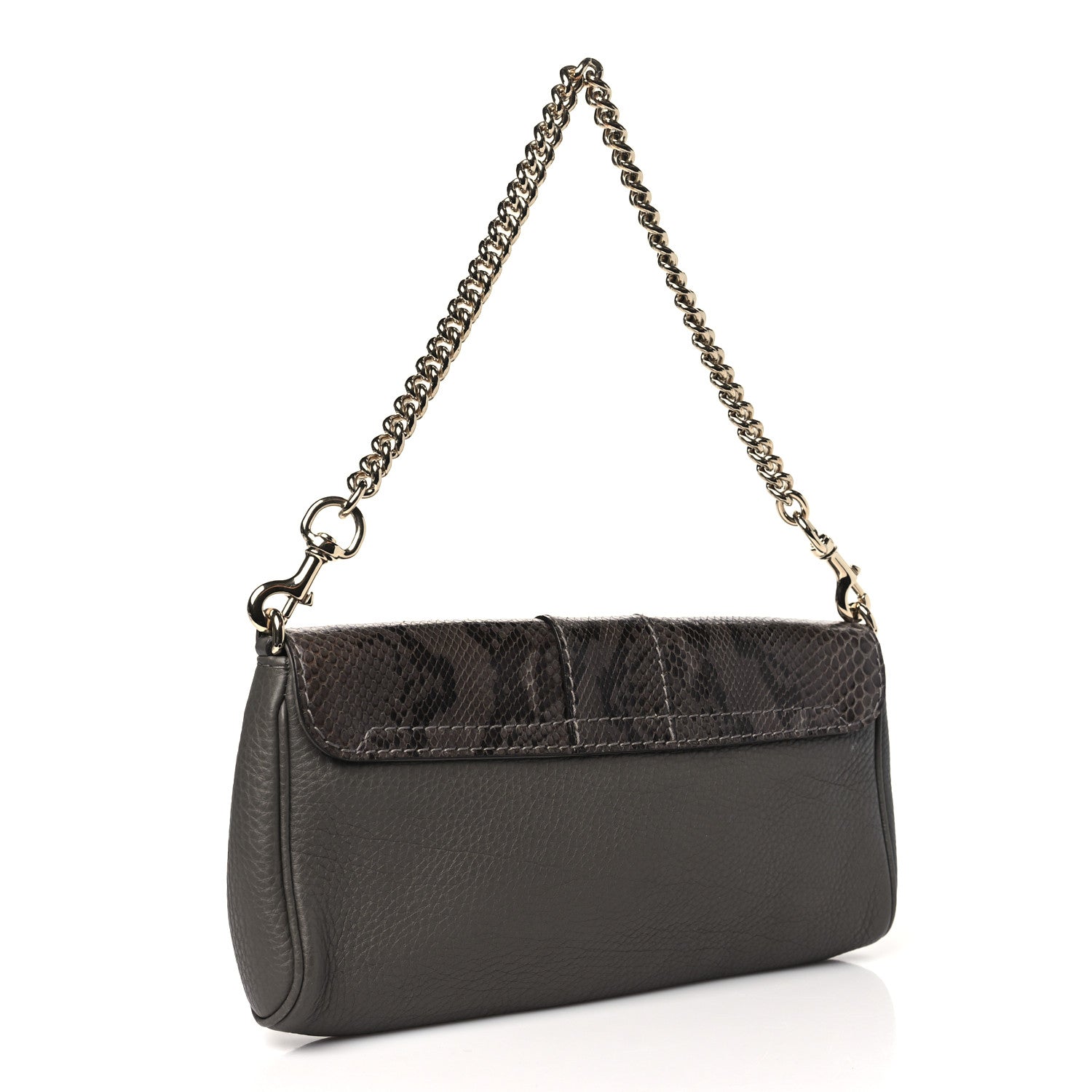 Gucci Snakeskin Calfskin Embossed Greenwich Clutch Grey 3 of 10