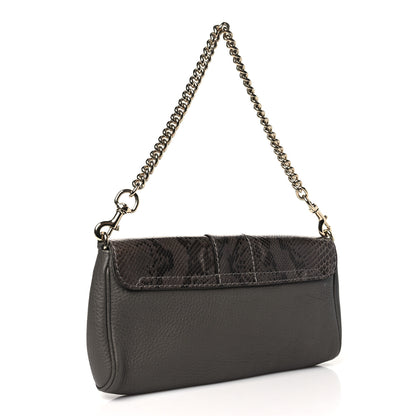 Gucci Snakeskin Calfskin Embossed Greenwich Clutch Grey 3 of 10