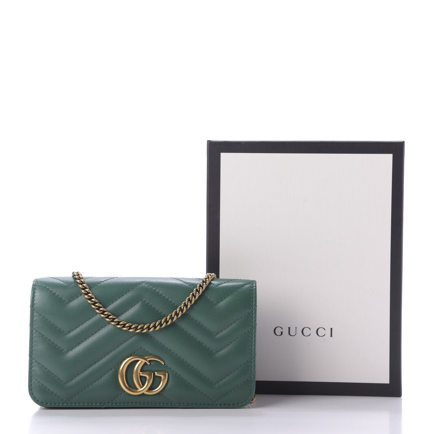 Calfskin Matelasse GG Marmont Mini Bag Emerald Green