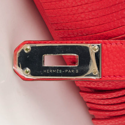 Hermes Taurillon Clemence Fringe Shoulder Kelly 40 Bougainvillea 11 of 21