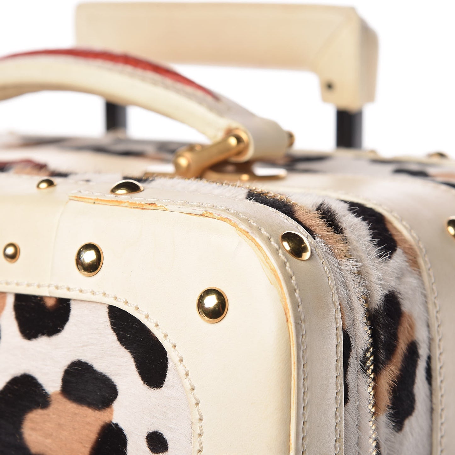 Calf Hair Leopard Print Rolling Luggage