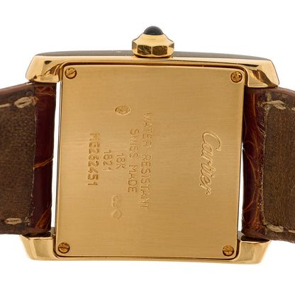 Cartier 18K Yellow Gold Alligator 25mm Tank Francaise Quartz Watch Brown 4 of 4