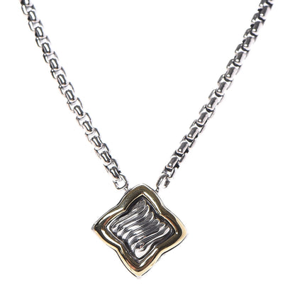 David Yurman Sterling Silver 18K Yellow Gold Quatrefoil Pendant Necklace 4 of 6