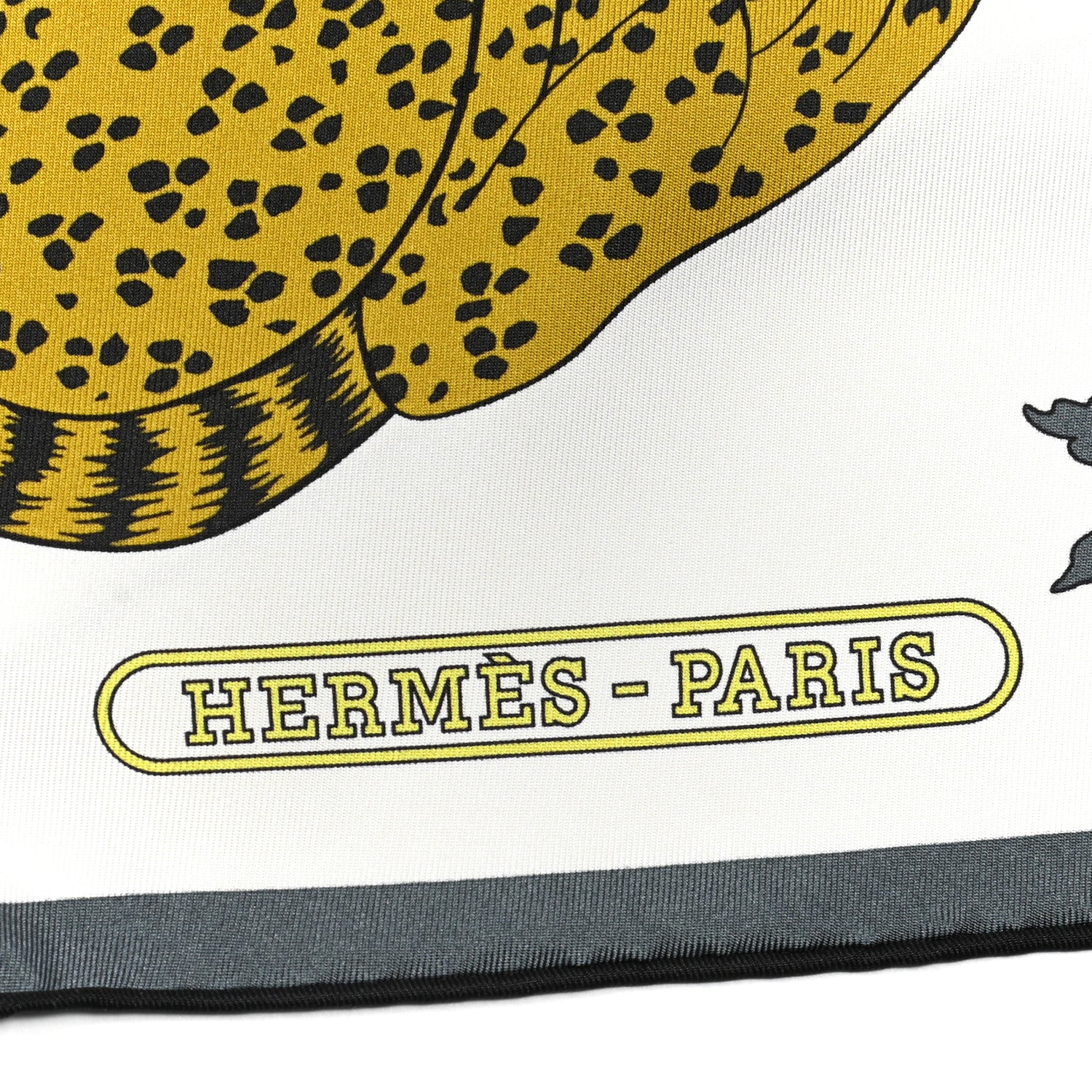 Hermes Silk Les Leopards Muffler White Modore Gris 3 of 5