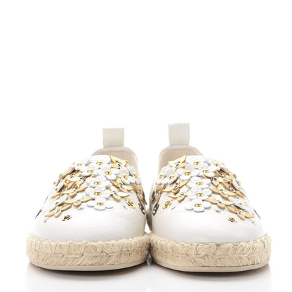Louis Vuitton Calfskin Tropical Bloom Espadrille Flat 38 White 2 of 9