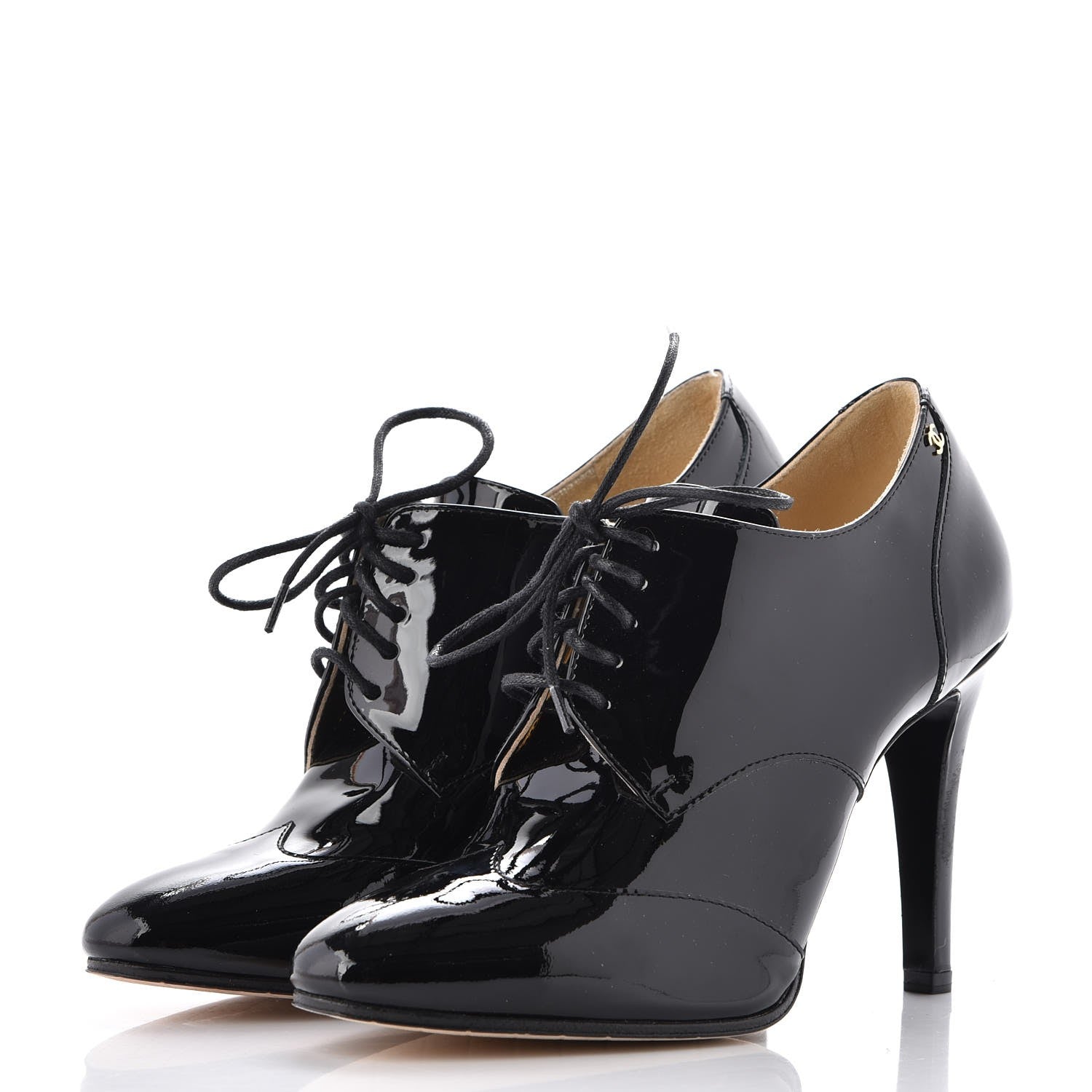 Chanel Patent Calfskin Cap Toe Short Boots 36 Black 3 of 9