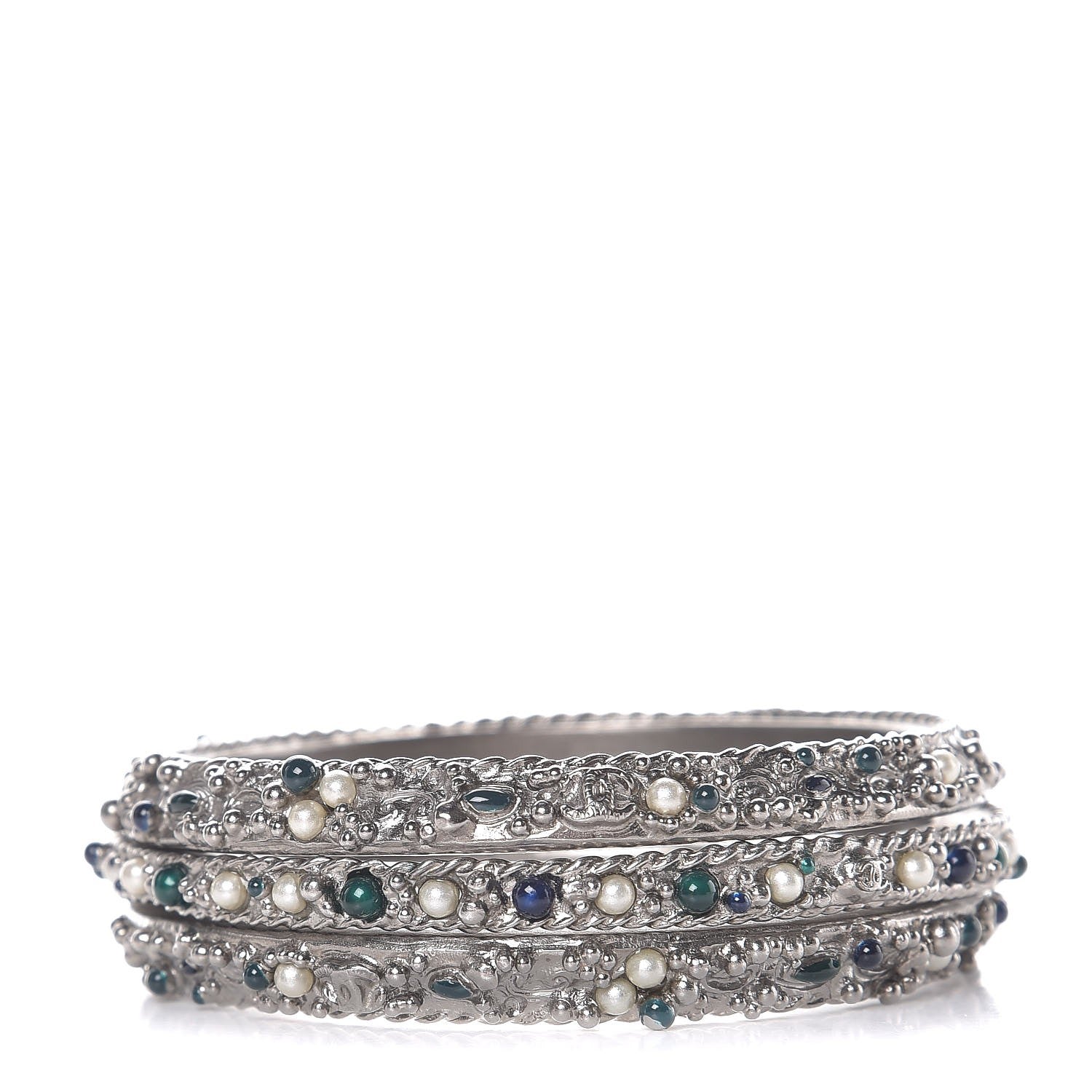 Chanel Ruthenium Pearl Bead Bangle Set of 3 1 of 5