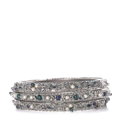 Chanel Ruthenium Pearl Bead Bangle Set of 3 1 of 5