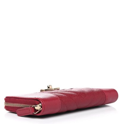 Chanel Sheepskin Caviar Chevron Quilted Medium Mademoiselle Vintage Zip Around Wallet Red 6 of 18