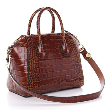 Givenchy Calfskin Crocodile Embossed Small Antigona Cognac 3 of 9