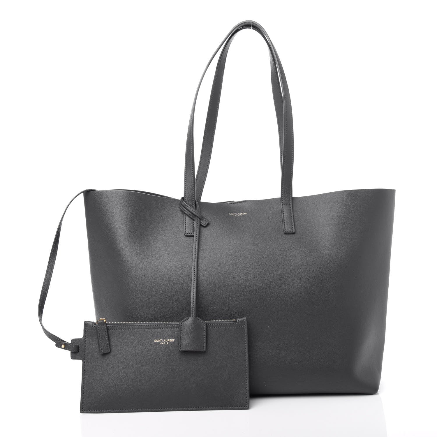 Saint Laurent Calfskin Large Shopping Tote Dark Grey 3 of 11