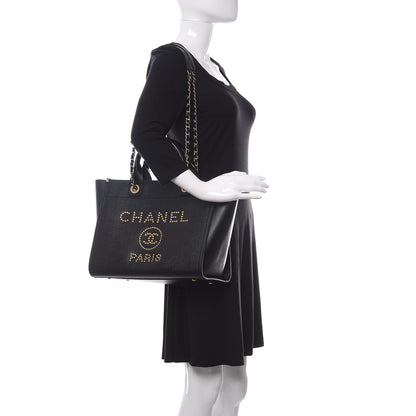 Chanel Caviar Small Studded Deauville Tote Black 2 of 10