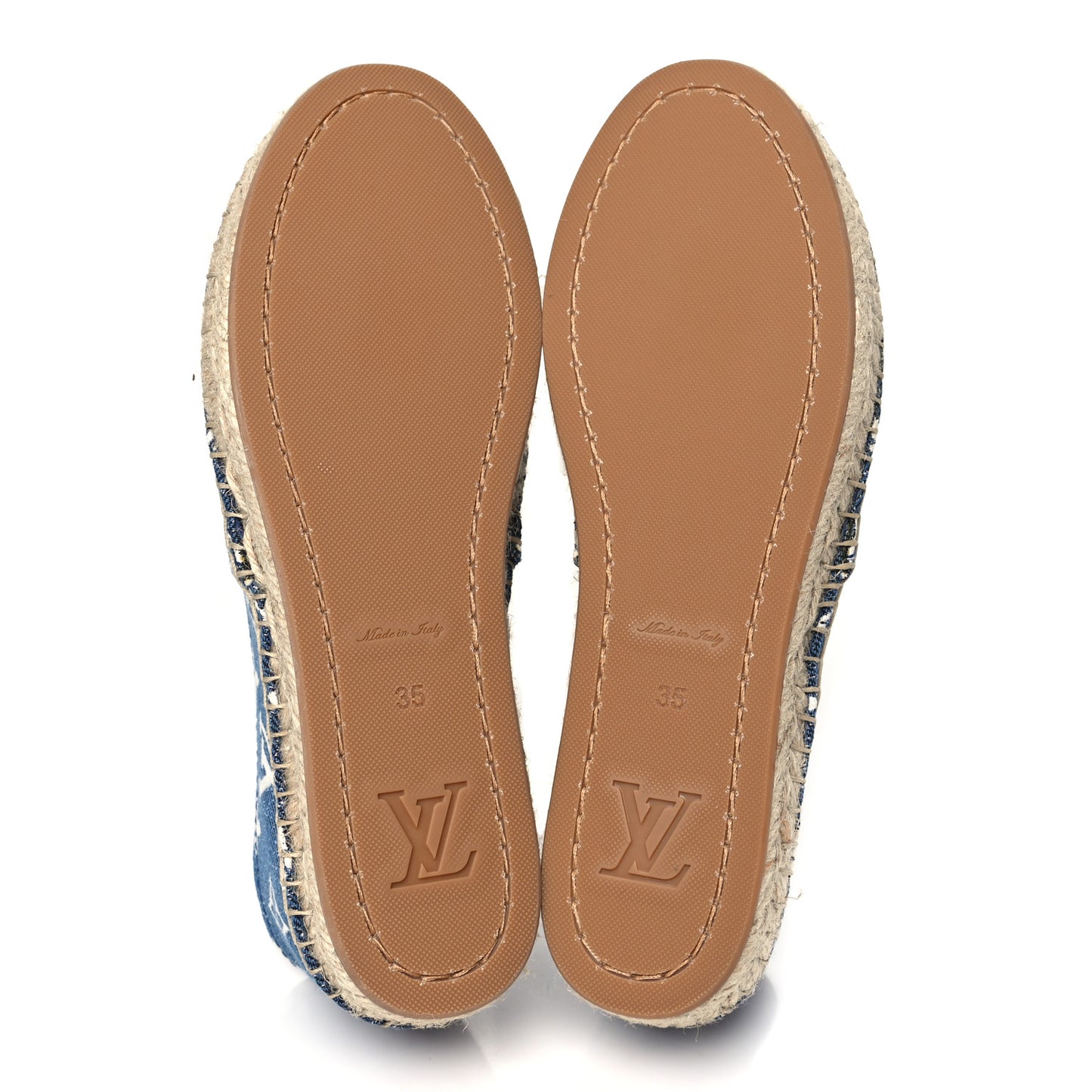 Monogram Denim Starboard Espadrille Flats 35 Blue
