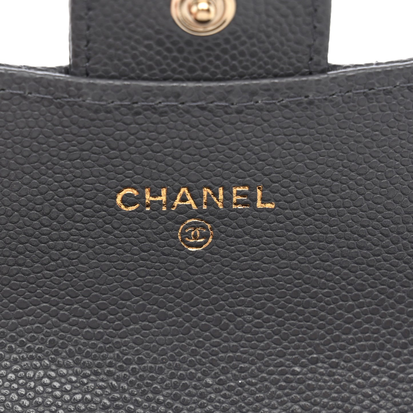 Caviar Quilted Flap Card Holder Wallet Dark Grey
