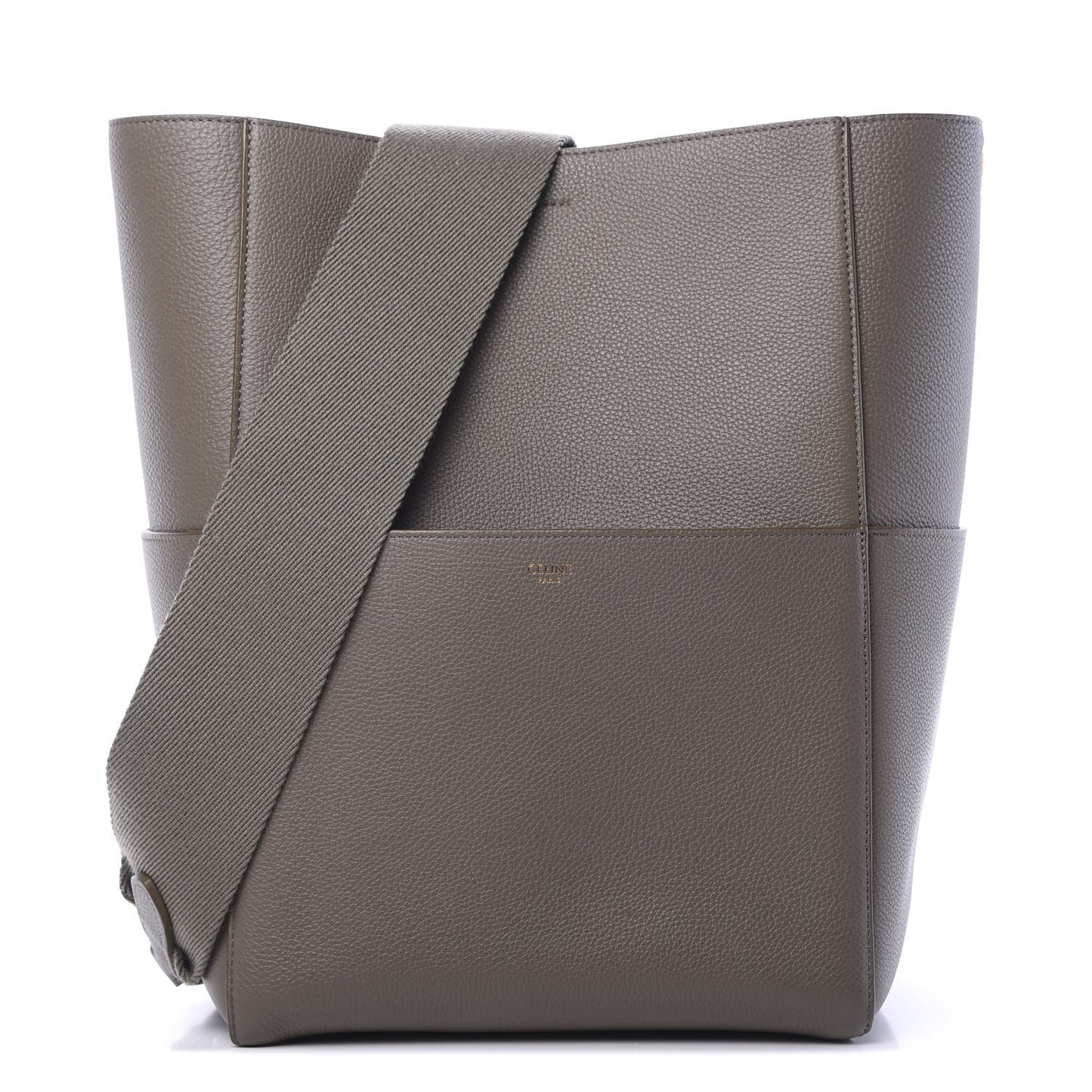 Soft Grained Calfskin Sangle Bucket Bag Taupe