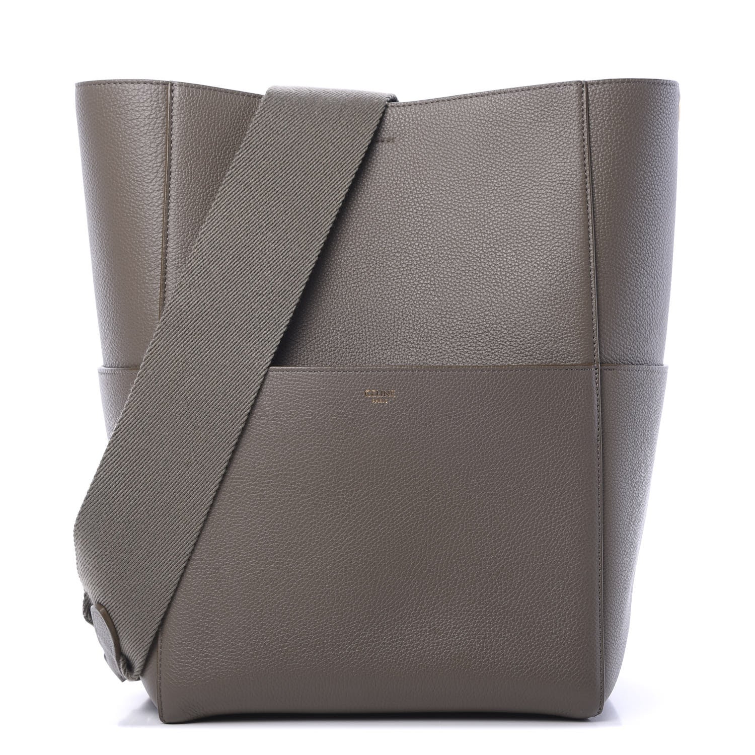 Celine Soft Grained Calfskin Sangle Bucket Bag Taupe 1 of 11
