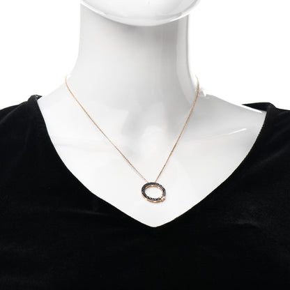 Roberto Coin 18K Rose Gold Black White Diamond Flower Circle of Life Pendant Necklace 2 of 5